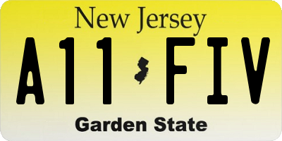 NJ license plate A11FIV
