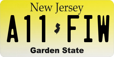 NJ license plate A11FIW