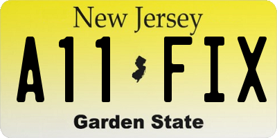 NJ license plate A11FIX