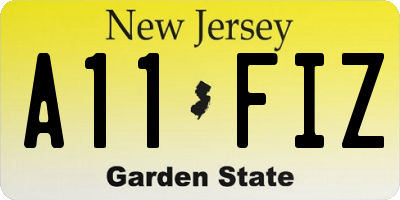 NJ license plate A11FIZ