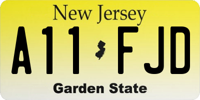 NJ license plate A11FJD