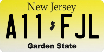 NJ license plate A11FJL
