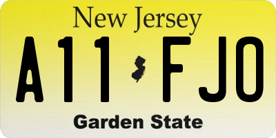 NJ license plate A11FJO