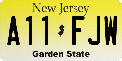 NJ license plate A11FJW