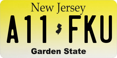 NJ license plate A11FKU
