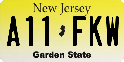 NJ license plate A11FKW