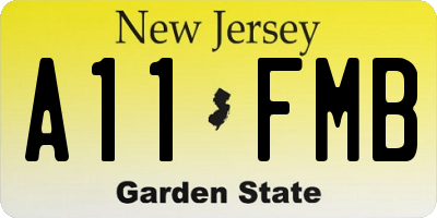 NJ license plate A11FMB