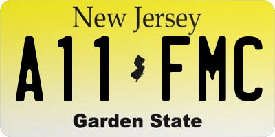 NJ license plate A11FMC