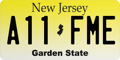 NJ license plate A11FME