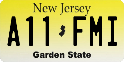 NJ license plate A11FMI