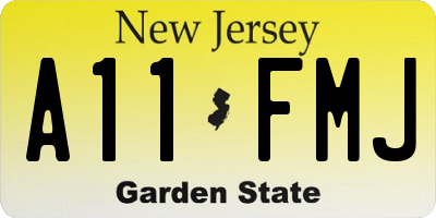NJ license plate A11FMJ