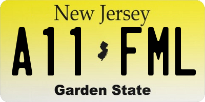 NJ license plate A11FML