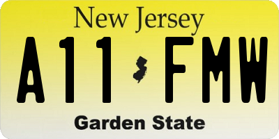 NJ license plate A11FMW
