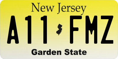 NJ license plate A11FMZ