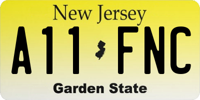 NJ license plate A11FNC