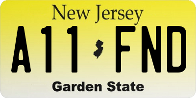 NJ license plate A11FND