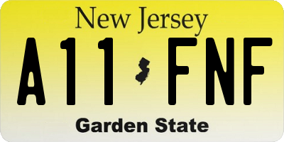 NJ license plate A11FNF