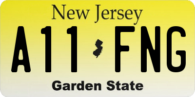 NJ license plate A11FNG