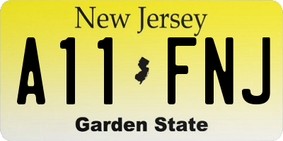 NJ license plate A11FNJ