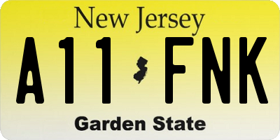 NJ license plate A11FNK
