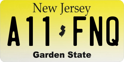 NJ license plate A11FNQ