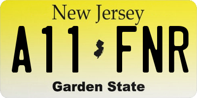 NJ license plate A11FNR