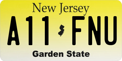 NJ license plate A11FNU