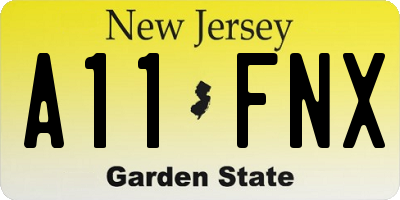 NJ license plate A11FNX