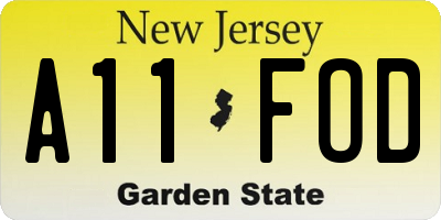 NJ license plate A11FOD
