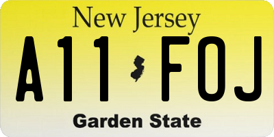 NJ license plate A11FOJ