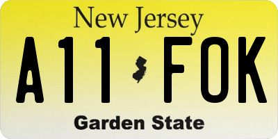 NJ license plate A11FOK