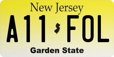 NJ license plate A11FOL