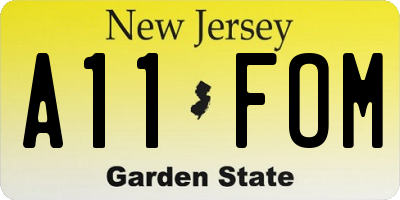 NJ license plate A11FOM