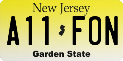 NJ license plate A11FON