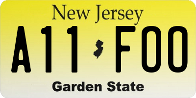 NJ license plate A11FOO
