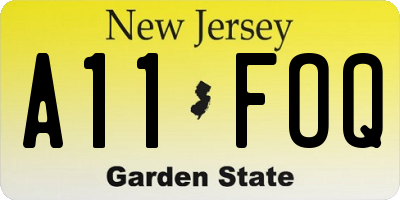 NJ license plate A11FOQ