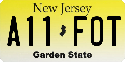 NJ license plate A11FOT