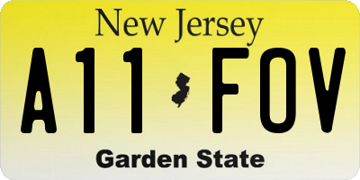 NJ license plate A11FOV