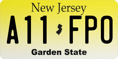 NJ license plate A11FPO