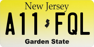 NJ license plate A11FQL