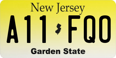 NJ license plate A11FQO