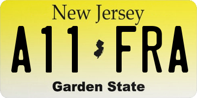 NJ license plate A11FRA
