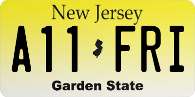 NJ license plate A11FRI