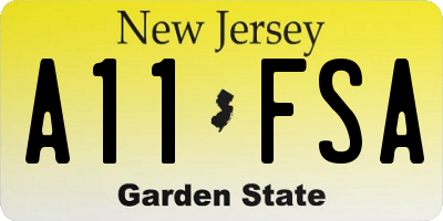 NJ license plate A11FSA