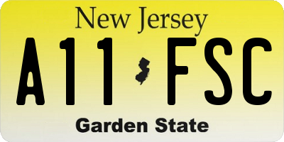 NJ license plate A11FSC