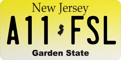 NJ license plate A11FSL