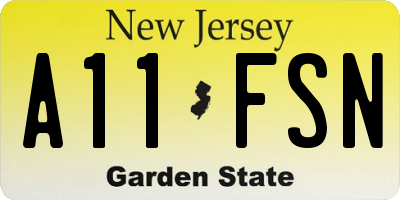 NJ license plate A11FSN