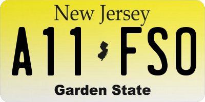 NJ license plate A11FSO