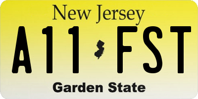 NJ license plate A11FST