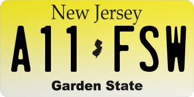 NJ license plate A11FSW